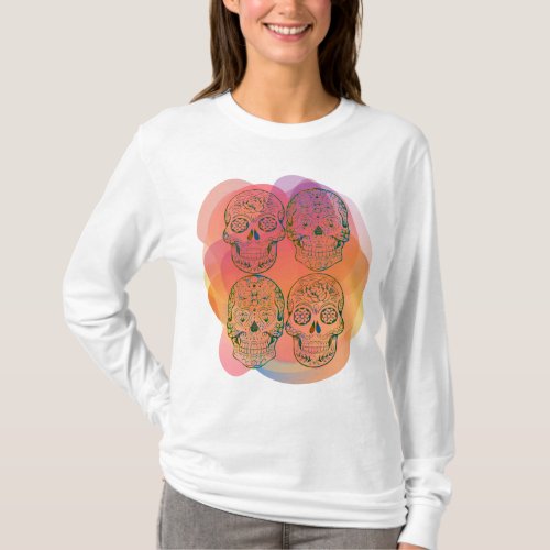 Colorful Day of the Dead Skulls T_Shirt