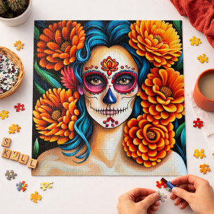 Colorful Day of the Dead Sugar Skull Art  Jigsaw Puzzle