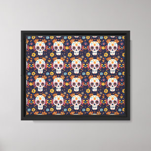 Colorful day of the dead sugar skull canvas print