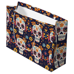 Colorful day of the dead sugar skull seamless patt large gift bag