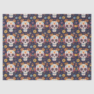 Colorful day of the dead sugar skull seamless patt tissue paper