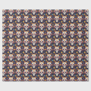 Colorful day of the dead sugar skull seamless patt wrapping paper