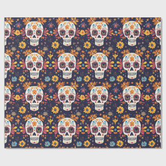 Colorful day of the dead sugar skull seamless patt wrapping paper