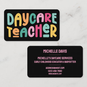 Colorful Daycare Teacher Business Card