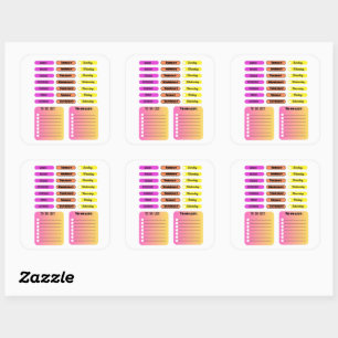 Colorful Days of the Week Sticker Sheet with To Do