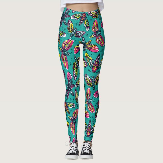 Colorful Death Moths Leggings (Front)