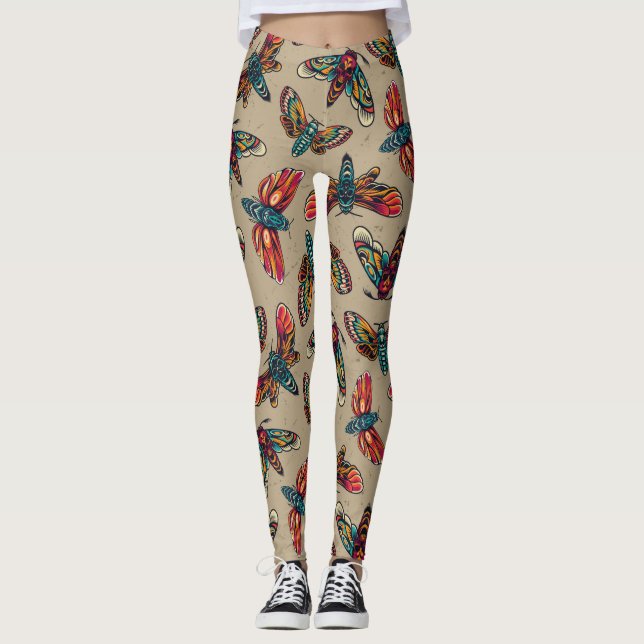 Colorful Death Moths Leggings (Front)