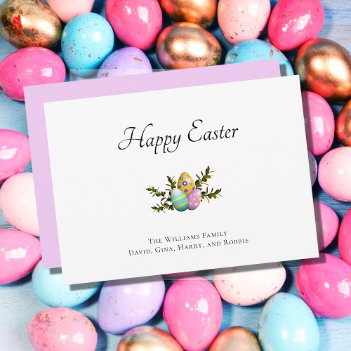 Colorful Decorated Easter Eggs Botanical    Holiday Card