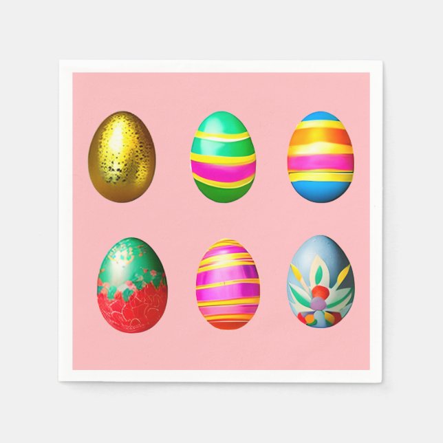 Colorful Decorated  Easter Eggs  Napkins (Front)