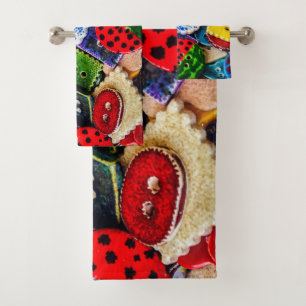 Colorful Decorative Buttons Bath Towel Set
