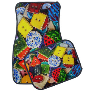 Colorful Decorative Buttons Car Floor Mat