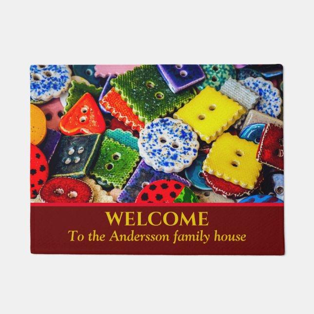 Colorful Decorative Buttons Doormat (Front)