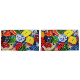Colorful Decorative Buttons Pillow Case