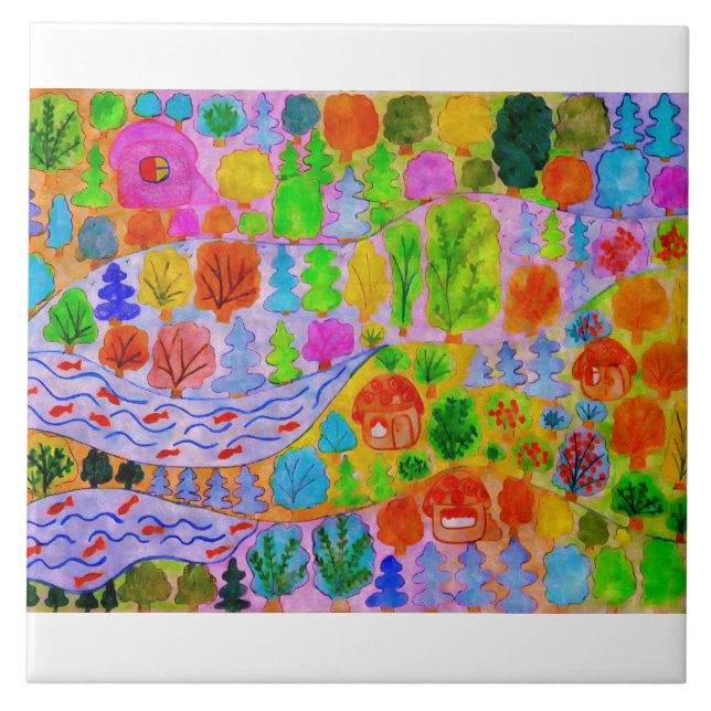 Colorful decorative ceramic tile (Front)