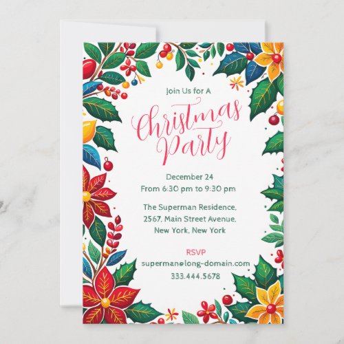 Colorful Decorative Christmas Party Invitation