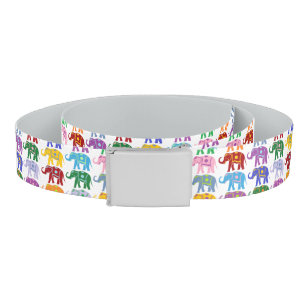 Colorful Decorative Elephants Pattern Belt