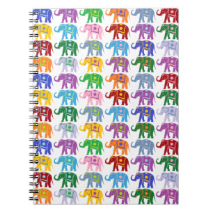 Colorful Decorative Elephants Pattern Notebook