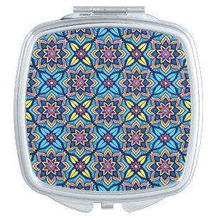 Colorful Decorative Floral Pattern Compact Mirror