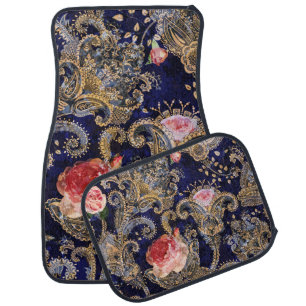 Colorful Decorative Flowers Batik Car Floor Mat