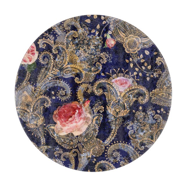 Colorful Decorative Flowers Batik Cutting Board (Front)