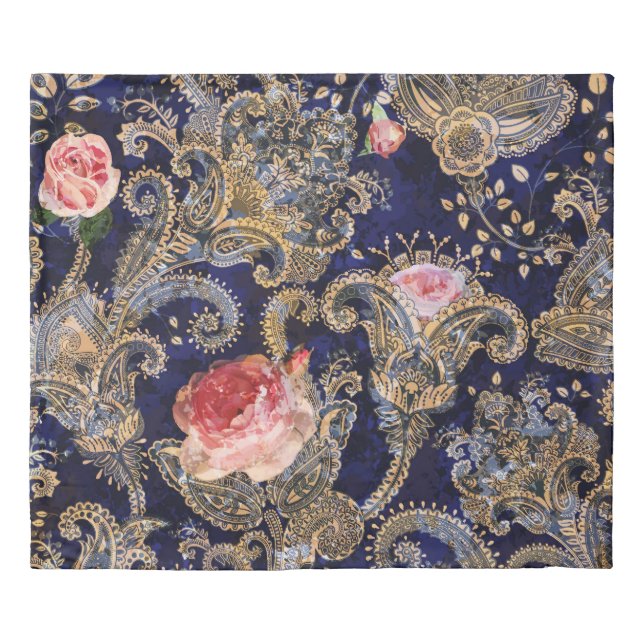 Colorful Decorative Flowers Batik Duvet Cover (Front)