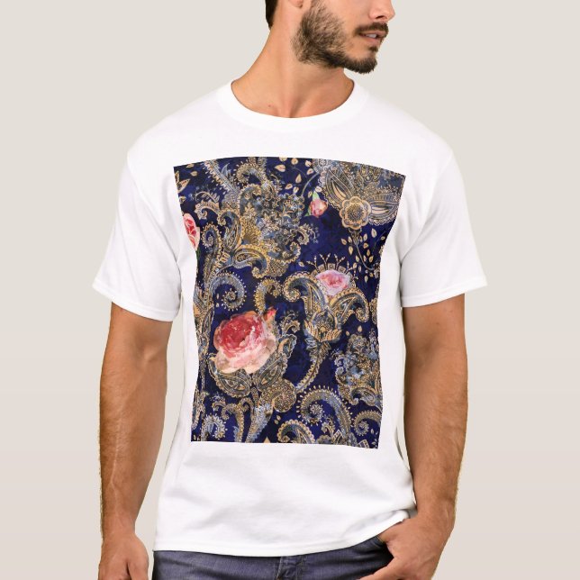 Colorful Decorative Flowers Batik T-Shirt (Front)