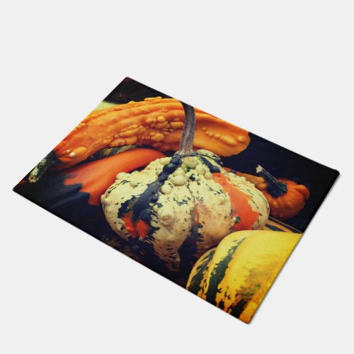 Colorful Decorative Gourds Close Up Fall   Doormat