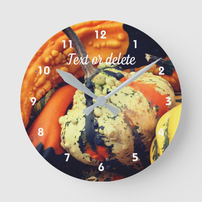 Colorful Decorative Gourds Personalized Round Clock (Front)