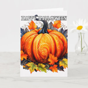 Colorful Decorative Happy Halloween Pumpkin Card