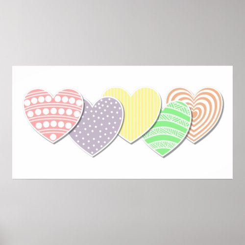 Colorful Decorative Hearts Poster