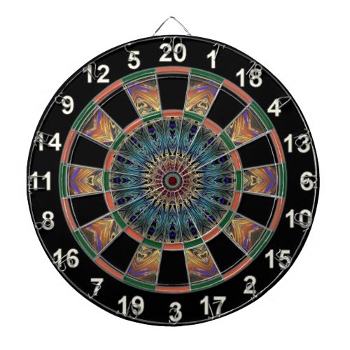 Colorful decorative ornamental abstract line art dart board