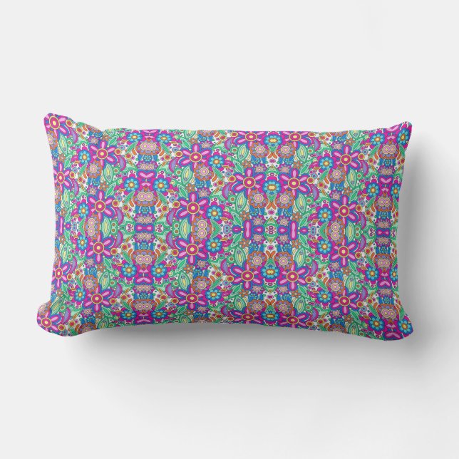 Colorful decorative pillow with a vibrant (Front)