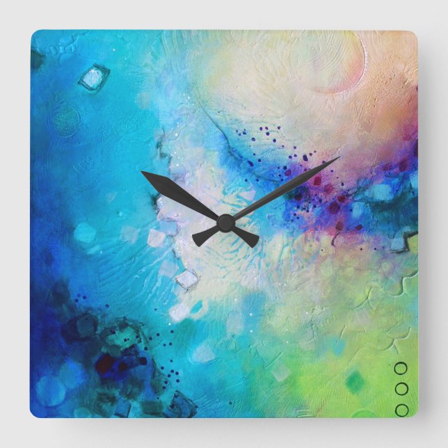 Colorful decorative square clock (Front)