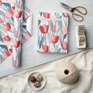 Colorful Decorative Tulip Bouquet Wrapping Paper