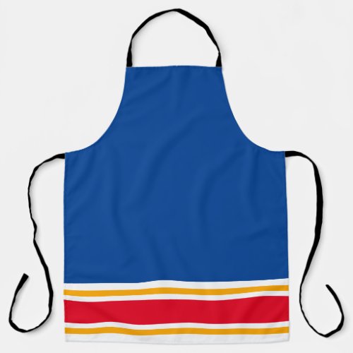 Colorful Deep Blue Red White Yellow Bottom Stripes Apron