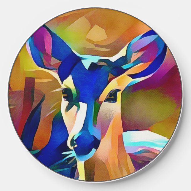 Colorful Deer Art Phone Charger (Front)