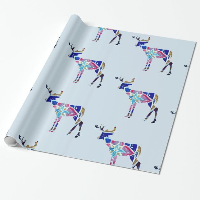 Colorful Deer Glossy Wrapping Paper, Paper (Unrolled)