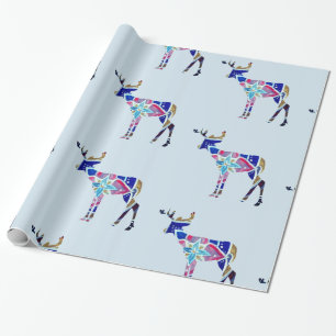 Colorful Deer Glossy Wrapping Paper, Wrapping Paper