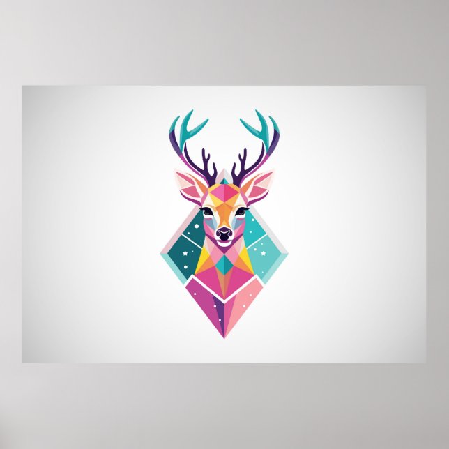 Colorful Deer Head Poster (Front)