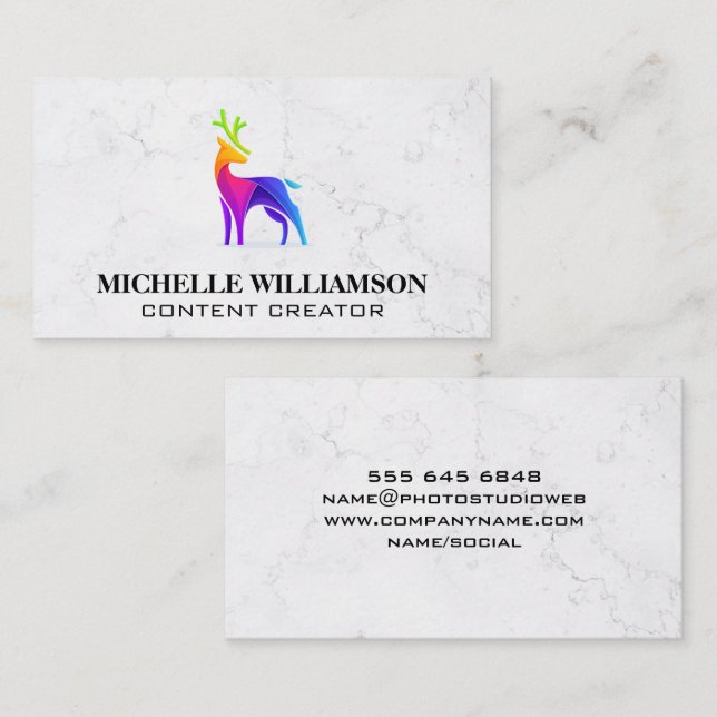 Colorful Deer Logo Business Card (Front/Back)