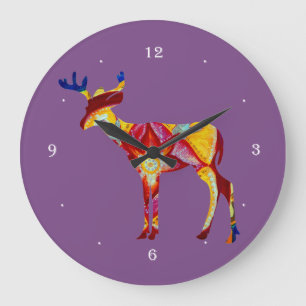 Colorful Deer Round (Large) Wall Clock
