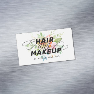 Colorful delicate flowers bouquet Hair & makeup Business Card Magnet