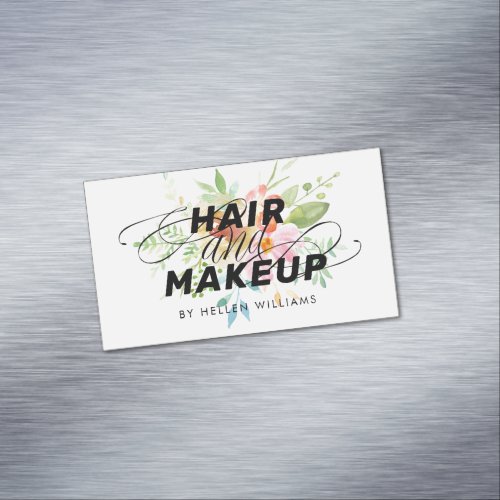 Colorful delicate flowers bouquet Hair  makeup Business Card Magnet