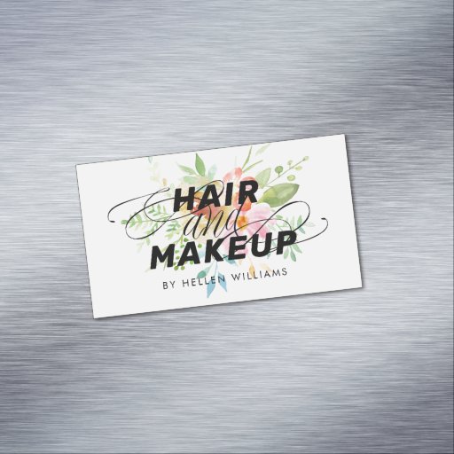 Customizable Colorful delicate flowers bouquet Hair &amp; makeup Business Card Magnet