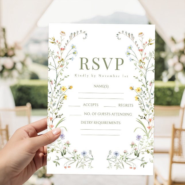 Colorful delicate meadow flower Wedding RSVP cards (Creator Uploaded)