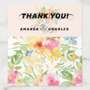 Colorful delicate watercolor flowers bouquet envelope liner