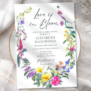 Colorful Delicate Wildflowers Floral Bridal Shower Invitation