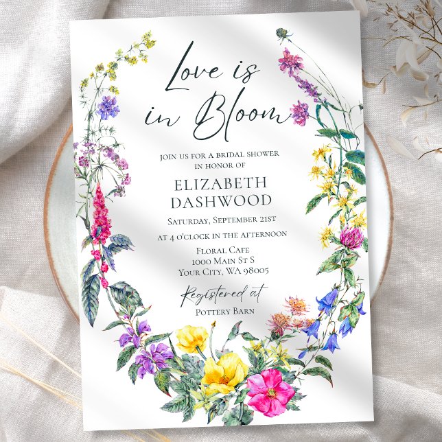 Colorful Delicate Wildflowers Floral Bridal Shower Invitation (Creator Uploaded)