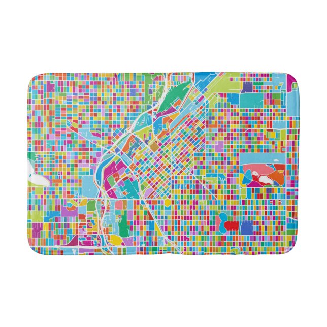 Colorful Denver Map Bathroom Mat (Front)