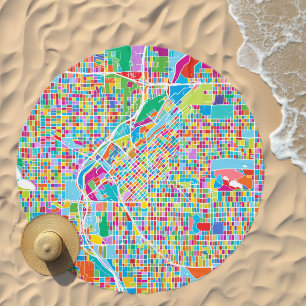 Colorful Denver Map Beach Towel